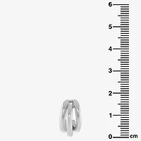 Silver Reflections Three Row Womens 15mm Hoop Earrings