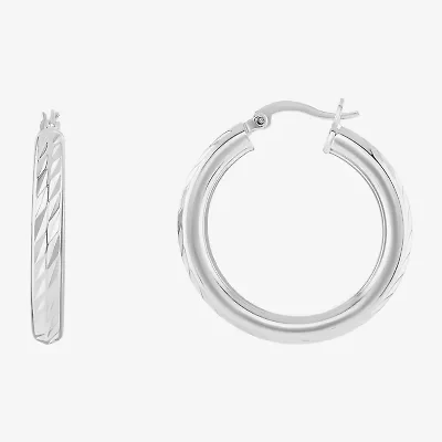 Silver Reflections Womens 30mm Hoop Earrings