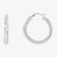 Silver Reflections Womens 30mm Hoop Earrings