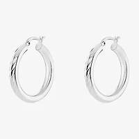 Silver Reflections Womens 30mm Hoop Earrings