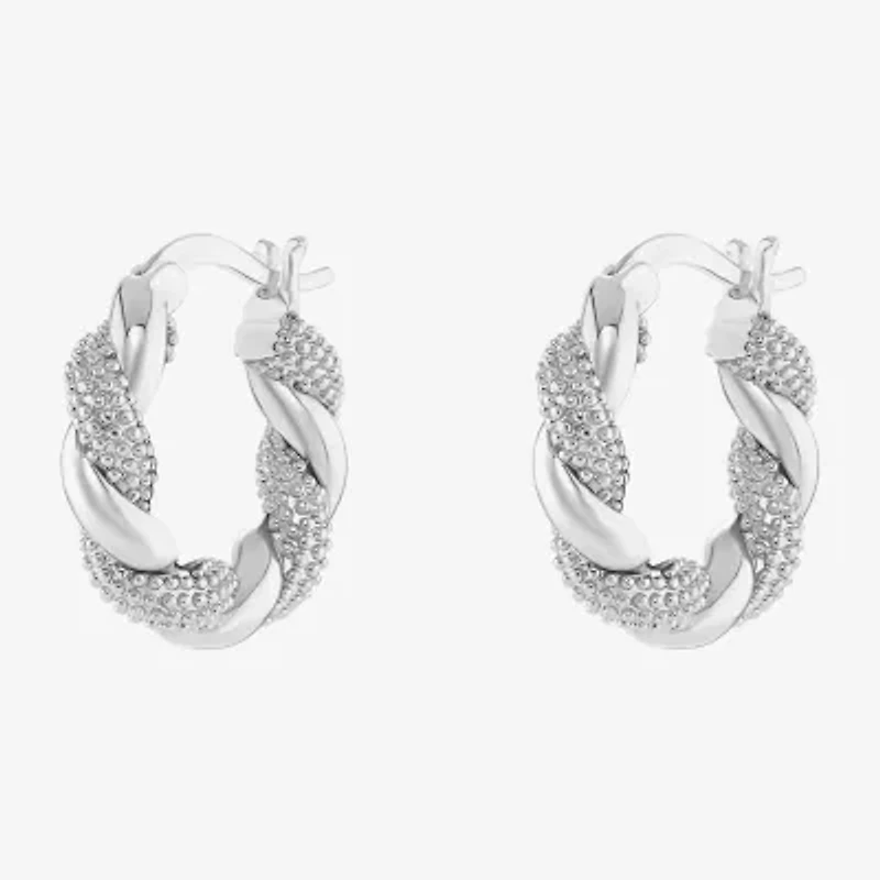 Silver Reflections Womens 18mm Hoop Earrings