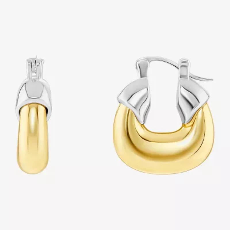 Silver Reflections Womens 18K Gold Over Brass 25mm Hoop Earrings