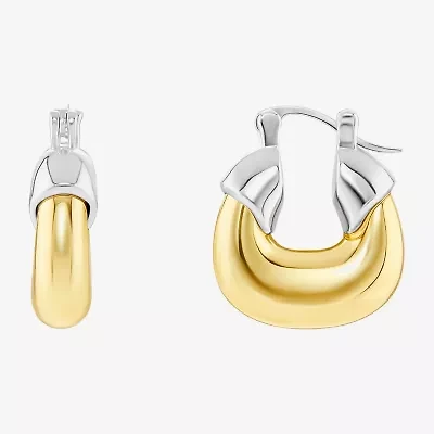 Silver Reflections Womens 18K Gold Over Brass 25mm Hoop Earrings