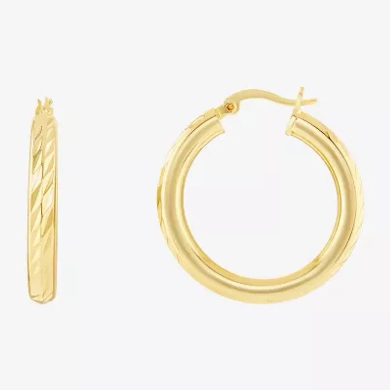 Silver Reflections Womens 18K Gold Over Brass 30mm Hoop Earrings