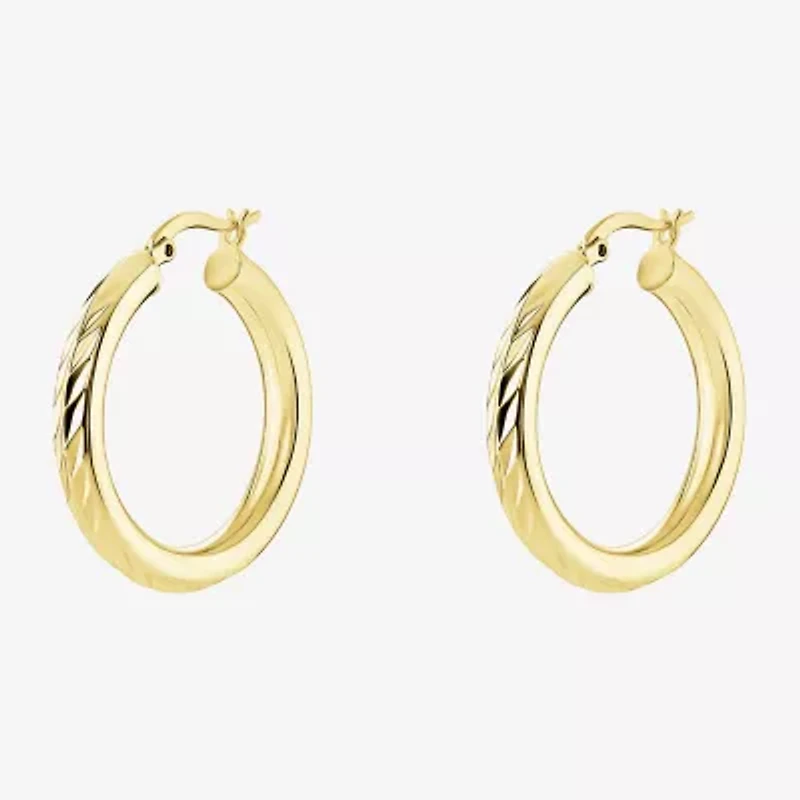 Silver Reflections Womens 18K Gold Over Brass 30mm Hoop Earrings