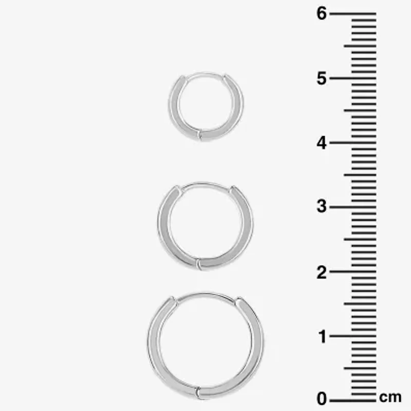 Silver Reflections Womens 3 Pair Earring Set