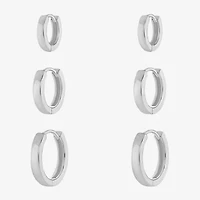 Silver Reflections Womens 3 Pair Earring Set