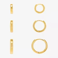 Silver Reflections Womens 18K Gold Over Brass 3 Pair Earring Set