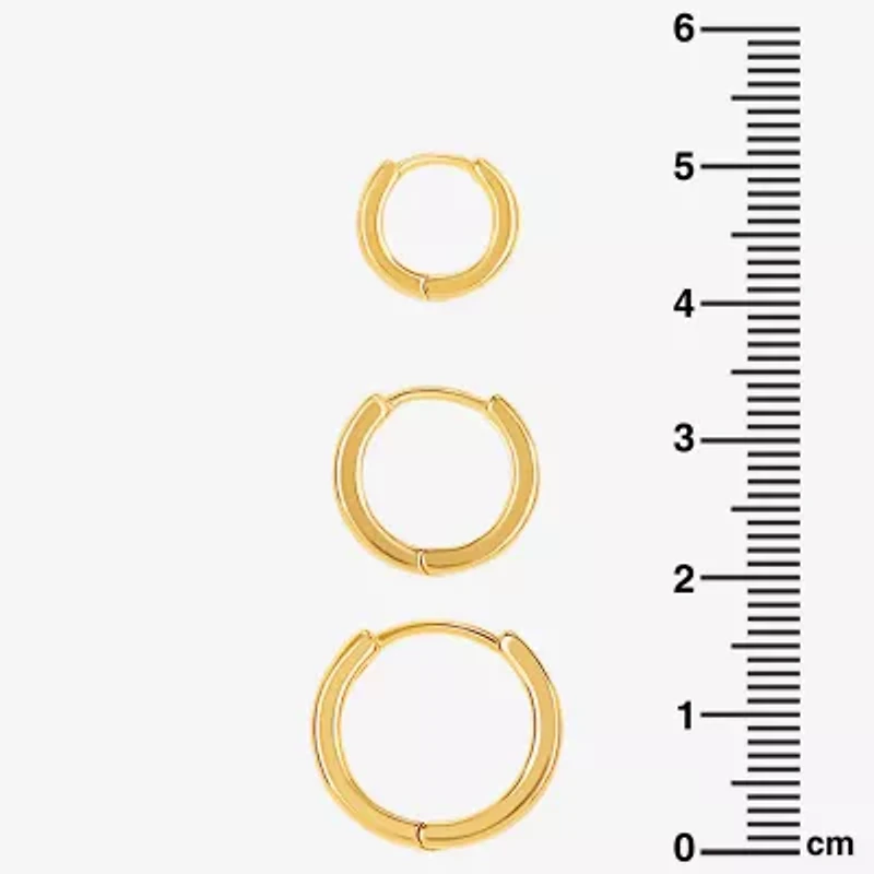 Silver Reflections Womens 18K Gold Over Brass 3 Pair Earring Set