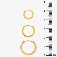 Silver Reflections Womens 18K Gold Over Brass 3 Pair Earring Set