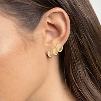 Silver Reflections Womens 18K Gold Over Brass 3 Pair Earring Set