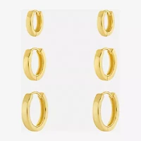 Silver Reflections Womens 18K Gold Over Brass 3 Pair Earring Set