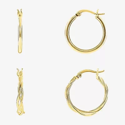 Silver Reflections Womens 18K Gold Over Brass 2 Pair Earring Set