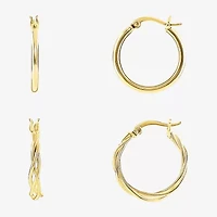Silver Reflections Womens 18K Gold Over Brass 2 Pair Earring Set