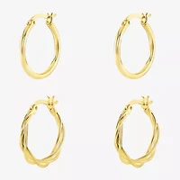 Silver Reflections Womens 18K Gold Over Brass 2 Pair Earring Set