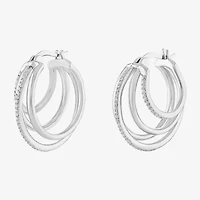 Sparkle Allure Womens White Cubic Zirconia 24mm Hoop Earrings
