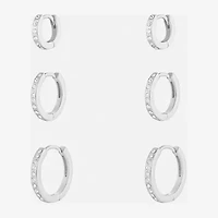Sparkle Allure Womens White Crystal 3 Pair Earring Set
