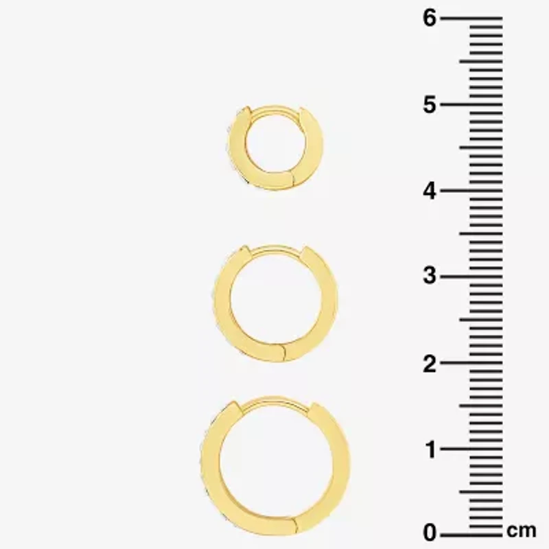 Sparkle Allure Womens White Crystal 18K Gold Over Brass 3 Pair Earring Set
