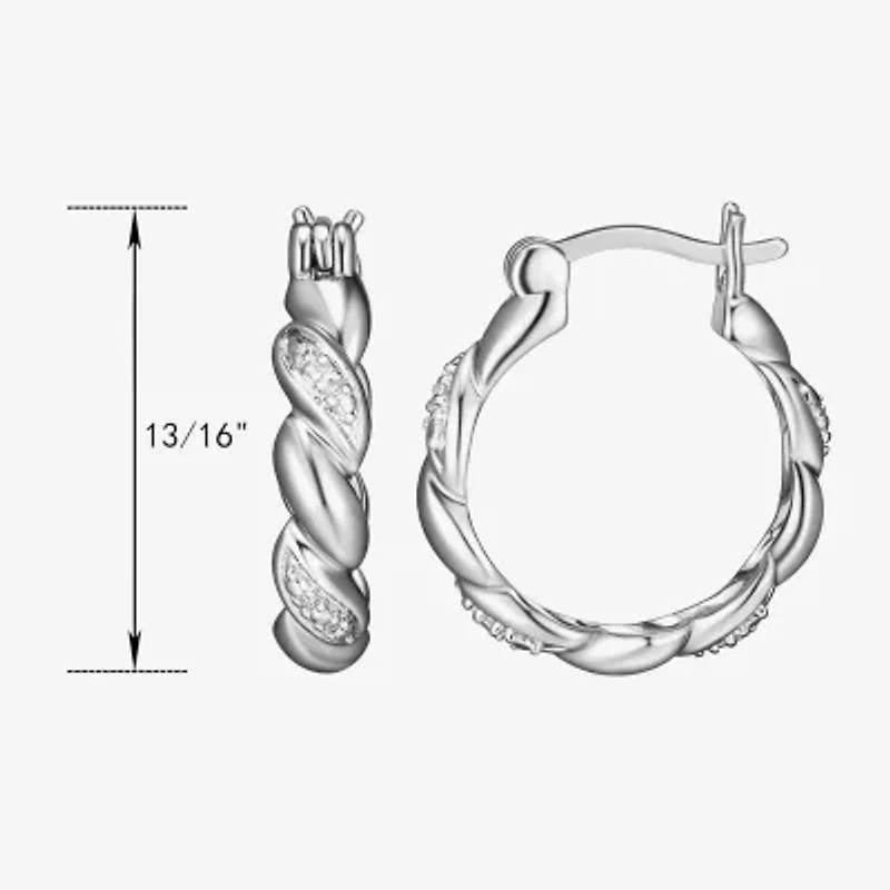 Sparkle Allure Diamond Accent Silver Over Brass Curved Hoop Earrings