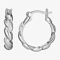 Sparkle Allure Diamond Accent Silver Over Brass Curved Hoop Earrings