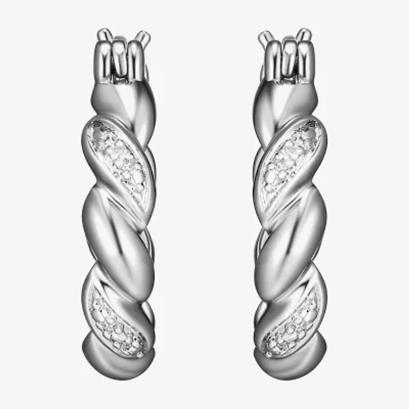 Sparkle Allure Diamond Accent Silver Over Brass Curved Hoop Earrings