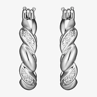 Sparkle Allure Diamond Accent Silver Over Brass Curved Hoop Earrings