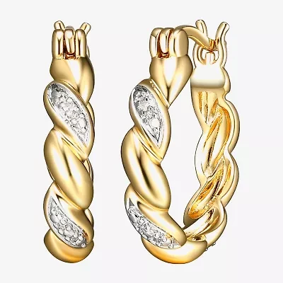 Sparkle Allure Diamond Accent 18K Gold Over Brass Curved Hoop Earrings