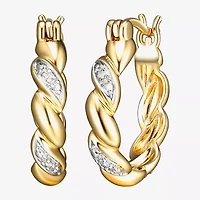 Sparkle Allure Diamond Accent 18K Gold Over Brass Curved Hoop Earrings