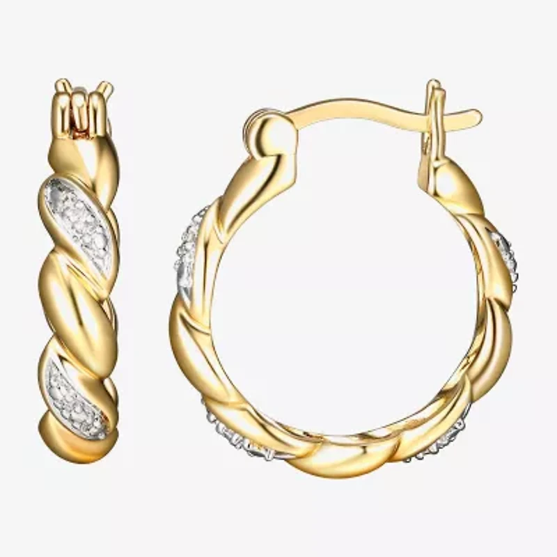 Sparkle Allure Diamond Accent 18K Gold Over Brass Curved Hoop Earrings