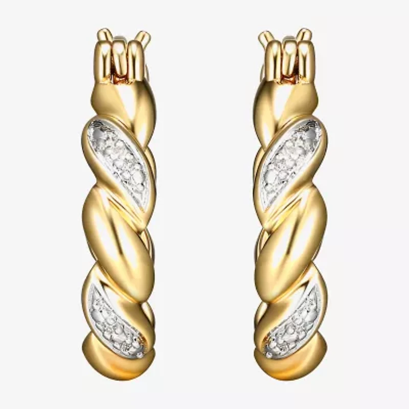 Sparkle Allure Diamond Accent 18K Gold Over Brass Curved Hoop Earrings