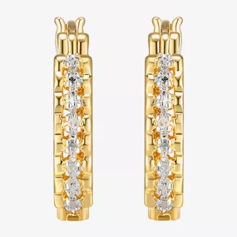 Sparkle Allure Diamond Accent 18K Gold Over Brass Round Hoop Earrings