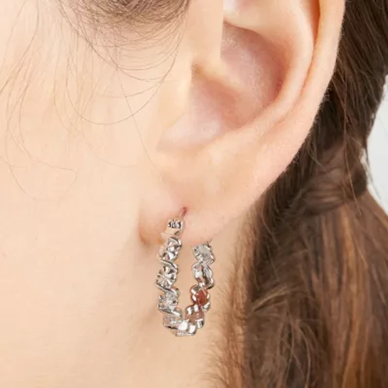 Sparkle Allure Diamond Accent Silver Over Brass Curved Hoop Earrings