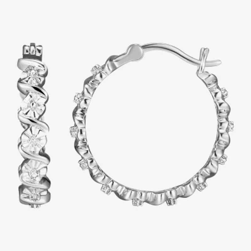 Sparkle Allure Diamond Accent Silver Over Brass Curved Hoop Earrings