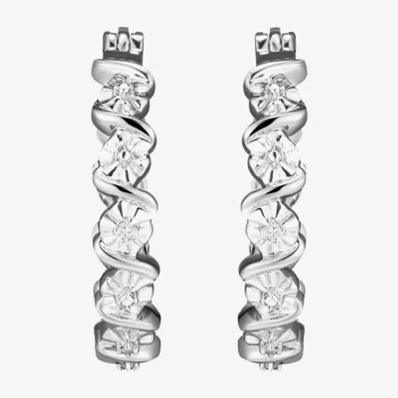 Sparkle Allure Diamond Accent Silver Over Brass Curved Hoop Earrings