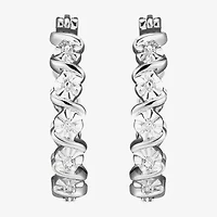 Sparkle Allure Diamond Accent Silver Over Brass Curved Hoop Earrings
