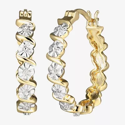 Sparkle Allure Diamond Accent 18K Gold Over Brass Curved Hoop Earrings