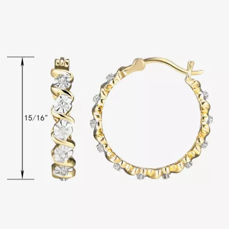 Sparkle Allure Diamond Accent 18K Gold Over Brass Curved Hoop Earrings