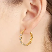 Sparkle Allure Diamond Accent 18K Gold Over Brass Curved Hoop Earrings