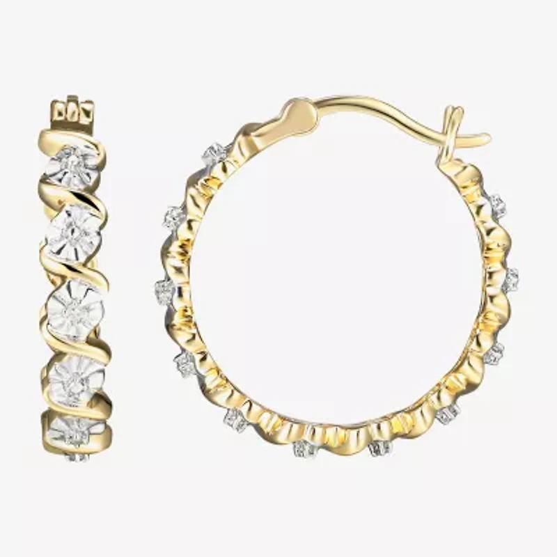 Sparkle Allure Diamond Accent 18K Gold Over Brass Curved Hoop Earrings
