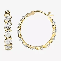 Sparkle Allure Diamond Accent 18K Gold Over Brass Curved Hoop Earrings