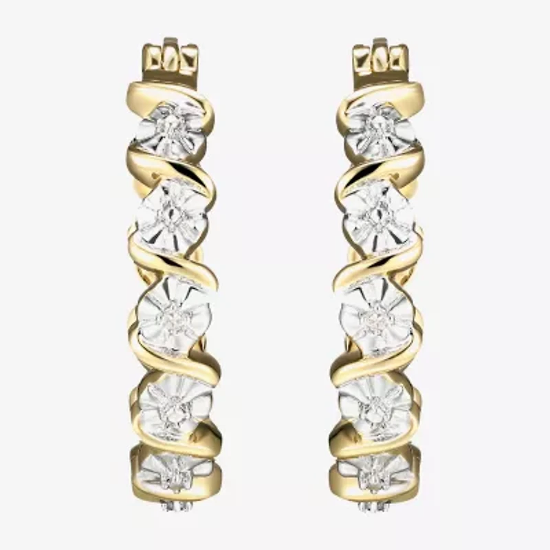 Sparkle Allure Diamond Accent 18K Gold Over Brass Curved Hoop Earrings