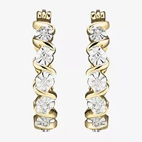 Sparkle Allure Diamond Accent 18K Gold Over Brass Curved Hoop Earrings