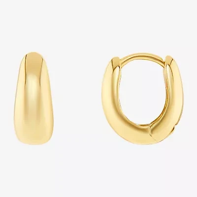 Silver Reflections Womens 14K Gold Over Brass 12mm Hoop Earrings