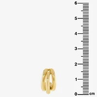Silver Reflections Triple Row Womens 14K Gold Over Brass 23mm Hoop Earrings