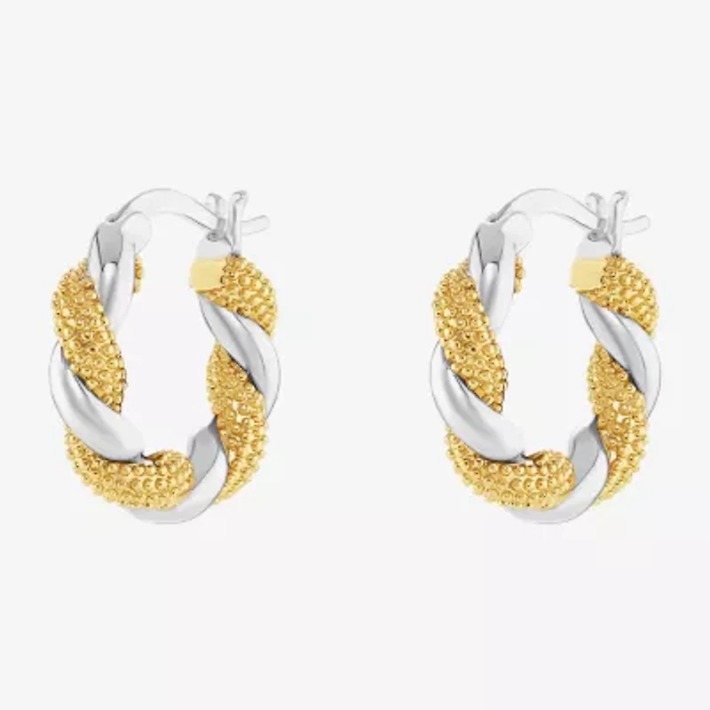 Silver Reflections Twisted Womens 18mm Hoop Earrings
