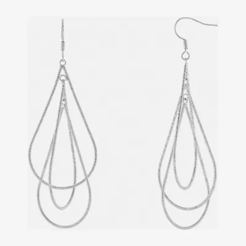 Silver Reflections Orbital Womens Pure Silver Over Brass Drop Earrings