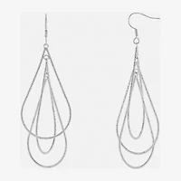 Silver Reflections Orbital Womens Pure Silver Over Brass Drop Earrings
