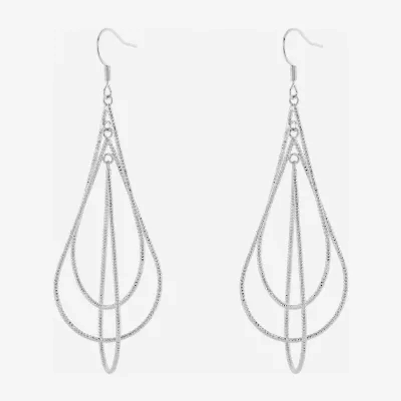 Silver Reflections Orbital Womens Pure Silver Over Brass Drop Earrings
