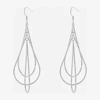 Silver Reflections Orbital Womens Pure Silver Over Brass Drop Earrings