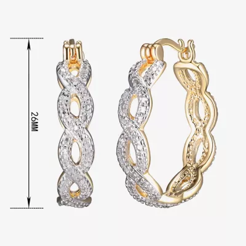 Sparkle Allure Diamond Accent 18K Gold Over Brass Hoop Earrings